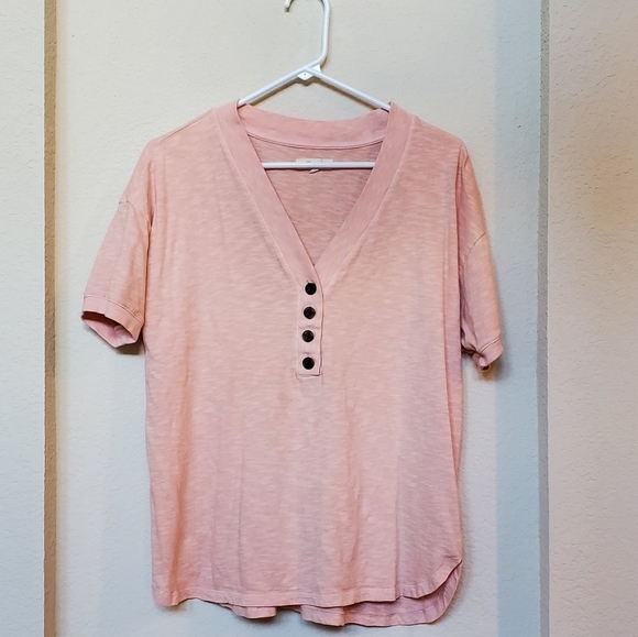 Madewell Relaxed Oversized Henley Tee T-Shirt  Size S - Picture 1 of 6